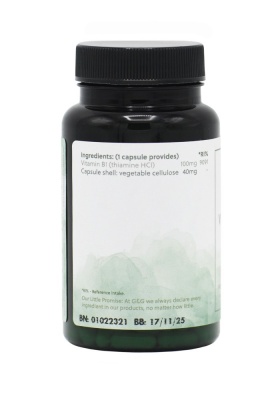 Vitamin B1 Thiamine HCl 100mg - 90 Vegan Capsules