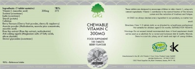 Chewable Raspberry Vitamin C Tablets - 300mg