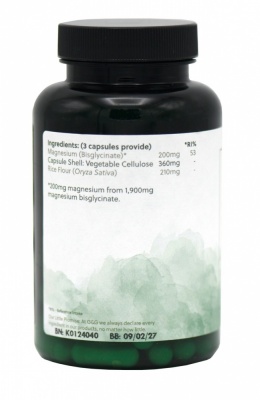 Magnesium Bisglycinate 200mg - 90 Vegan Capsules