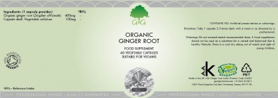 Organic Ginger Root - 60 Capsules
